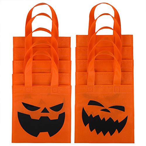 Elcoho - 40 paquetes de bolsas de Halloween no tejidas para caramelos, bolsas de trucos o golosinas, bolsas de calabaza con asas para recuerdos de fiestas, 20 x 20 cm, 10 estilos