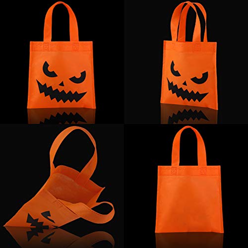 Elcoho - 40 paquetes de bolsas de Halloween no tejidas para caramelos, bolsas de trucos o golosinas, bolsas de calabaza con asas para recuerdos de fiestas, 20 x 20 cm, 10 estilos