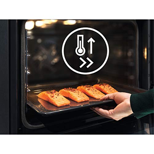 Electrolux EOC3430FOX Horno Multifunción con Limpieza Pirolítico, 9 funciones, Pantalla LED ámbar, Mandos Escamoteables, Puerta 3 cristales, Antihuellas, Carriles telescópicos 1 nivel, Inox, A+, 72 L