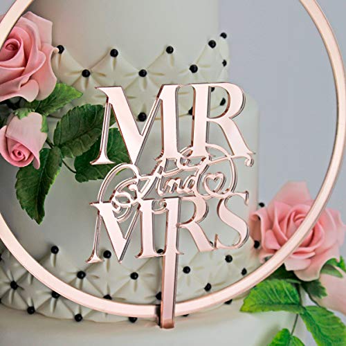 Elegante aros de flores de acrílico con espejo de oro rosa para decoración de tartas, recuerdos, decoración de cupcakes (niños, adultos, cumpleaños, bodas, aniversarios, novedades)