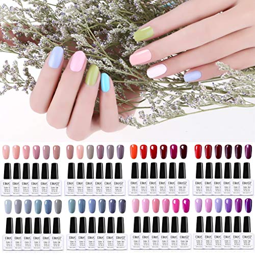 Elite99 Esmalte de Uñas, Esmaltes Semipermenentes para Uñas, 6pcs Kit de Uñas de Gel, Soak off Pintauñas de Colores para Manicura 10ml - Nude 001