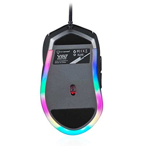 ELK RGB Ratón del Juego, Respiración Retroiluminado 7 Botones Programables 5000 dpi, Ergonómico PC Computer Gaming Ratones para El Ordenador Portátil/De Escritorio/PC,B