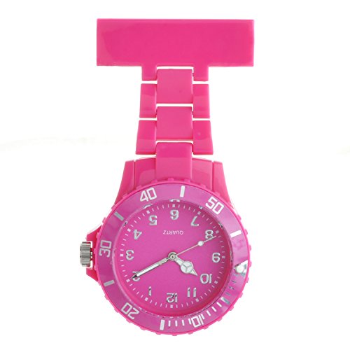 Ellemka - Mujer Hombre Enfermera | Reloj Enfermeria | Pantalla Analógica | Movimiento de Cuarzo | Cinta de Suspensión de Plástico ABS | NS2102 -Magenta Fucsia