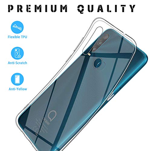 ELYCO Funda Cristal Compatible con Alcatel 1SE 2020, Carcasa Cristal Ultra Slim Flexible Suave Silicona TPU Bumper Clear Anti-arañazos Antigolpes Case Cover para Alcatel 1SE 2020-[Transparente]