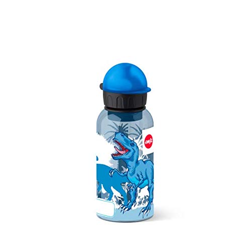 Emsa 518127 - Botella hermética con diseño de Dinosaurio, Capacidad de 0.4 l, antiderrame con Piezas fáciles de Limpiar, Ligeras y fáciles de manipular para niños