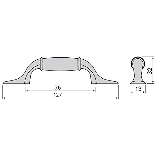 Emuca 9160368 Tirador para Mueble, Plata envejecida, Set de 20 Piezas