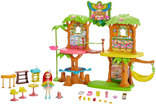 Enchantimals Supercafé de la selva mágica con muñeca Peeki Parrot (Mattel GFN59)