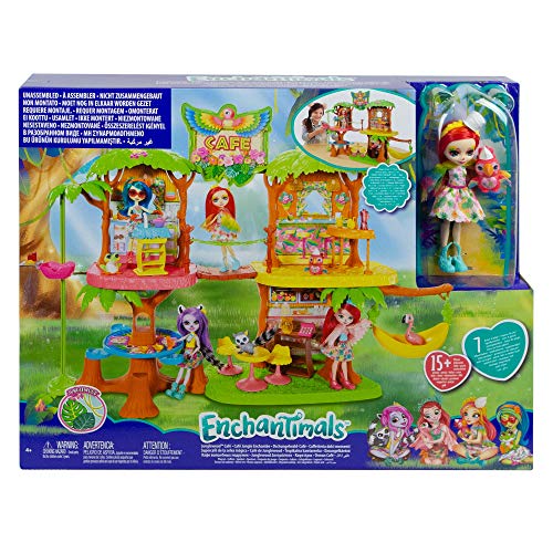 Enchantimals Supercafé de la selva mágica con muñeca Peeki Parrot (Mattel GFN59)