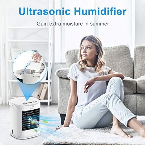 Enfriador de Aire Personal, WELTEAYO Ventilador evaporativo con 3 velocidades de Ventilador, purificador humidificador con USB Alimentado por, Ventilador de Escritorio para Oficina