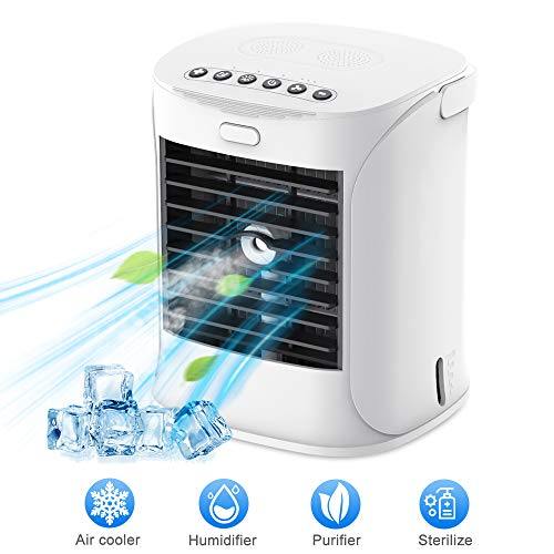 Enfriador de Aire Personal, WELTEAYO Ventilador evaporativo con 3 velocidades de Ventilador, purificador humidificador con USB Alimentado por, Ventilador de Escritorio para Oficina