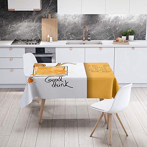 Enhome Mantel Mesa Rectangular Tela, Antimanchas Lavable Square Impresión 3D Girasol Poliéster Manteles para Cocina o Salón Comedor Decoración del Mesa (100x140cm,Naranja Zumo)