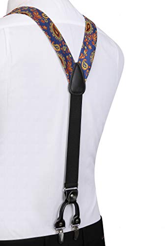 Enlision Floral Paisley 6 Clips Tirantes Ajustables Tirantes Pre-Atado Conjunto Bowtie y panuelo