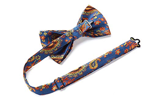 Enlision Floral Paisley 6 Clips Tirantes Ajustables Tirantes Pre-Atado Conjunto Bowtie y panuelo