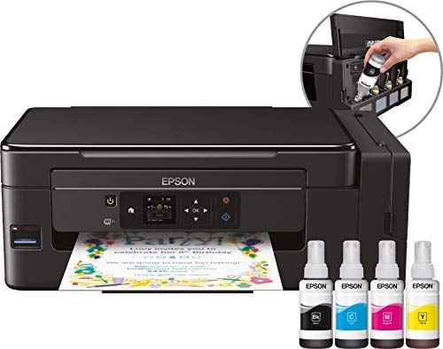 Epson ET-2650 EcoTank Impresora de inyección de tinta 3 en 1, Wifi, pantalla LCD, Negro