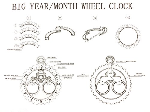 Equipo de mar 26 "x 22" mecánico de tamaño grande estilo Gear elementos movimiento de cuarzo reloj de pared decorativa moderna Steampunk gran mes/fecha/hora reloj de rueda