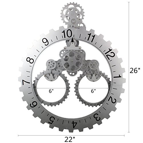 Equipo de mar 26 "x 22" mecánico de tamaño grande estilo Gear elementos movimiento de cuarzo reloj de pared decorativa moderna Steampunk gran mes/fecha/hora reloj de rueda