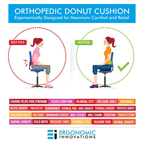 Ergonomic Innovations Cóccix Donut almohada cojín para hemorroides - sentada de firmeza