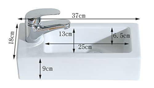 Eridanus Lavabo de Cerámica, Fregadero de Rectángulo de Doble Uso de Serie Vento-left(37x18x9cm)