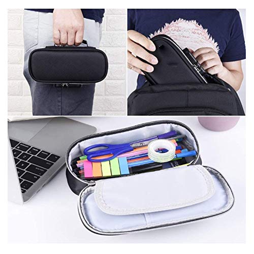 ERTYU Estuche Lápices De Gran Capacidad, Pencil Pouch con Bloqueo De Código Bolsa De Cosméticos Portátil con Compartimentos De 4 Capas Bolsa para Papelería, Portalápices Black