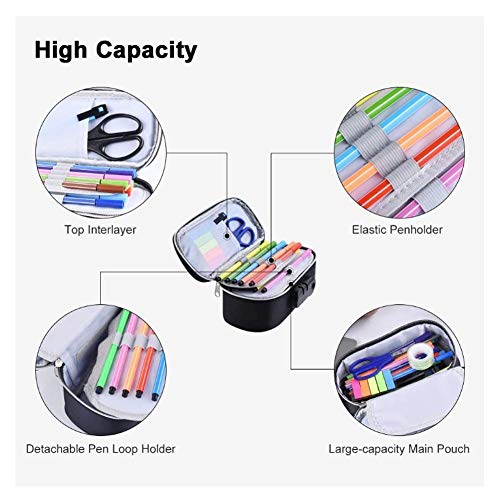 ERTYU Estuche Lápices De Gran Capacidad, Pencil Pouch con Bloqueo De Código Bolsa De Cosméticos Portátil con Compartimentos De 4 Capas Bolsa para Papelería, Portalápices Black