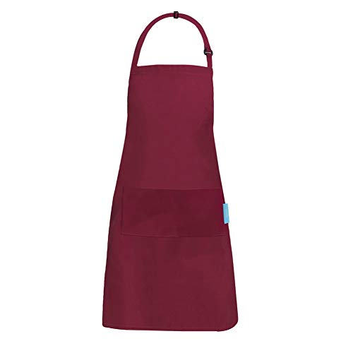 esafio Delantal de Cocina de Poliéster con 2 Bolsillos,Delantales de Cocinero Ajustables para Hornear/Jardinería/Restaurante/Barbacoa/Rojo