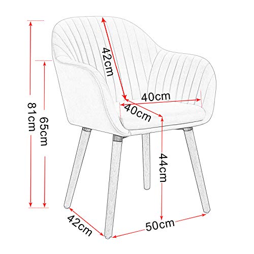 eSituro Silla de Comedor Silla Cocina Madera Pack 2 Tela de Terciopelo Suave Taburete con Asiento Tapizado Nórdica Estilo Silla Diseño Moderno con Respaldo Gris Crema