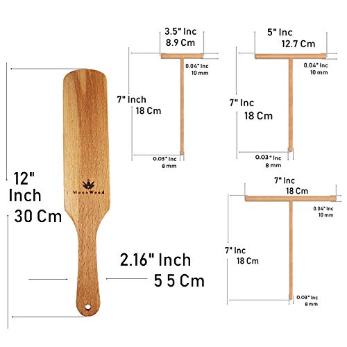 Esparcidor de crepe - Espátula Crepe - 4-proporcionalmente 18", 13", 9" esparcidor 30 cm Turner de madera largo tamaños prácticos para Cada cacerola - 100% Natural madera Esparcidor de crepe