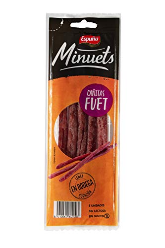 Espuña Minuets Fuet - Cañitas de Fuet / Longaniza. Caja de 18 envases individuales de 50 grs ideal para llevar.