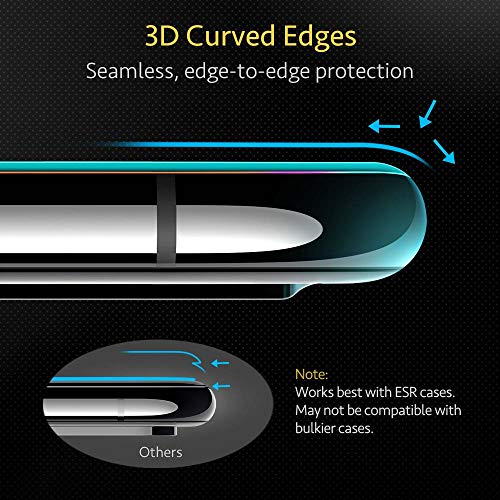 ESR Cristal Templado Cobertura Total para iPhone 11 Pro Protector de Pantalla,Protector de Pantalla iPhone XS.Bordes curvados 3D, Marco de instalación fácil.para iPhone 11 Pro,iPhone XS/X.2 Unidades.