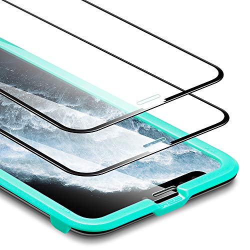 ESR Cristal Templado Cobertura Total para iPhone 11 Pro Protector de Pantalla,Protector de Pantalla iPhone XS.Bordes curvados 3D, Marco de instalación fácil.para iPhone 11 Pro,iPhone XS/X.2 Unidades.