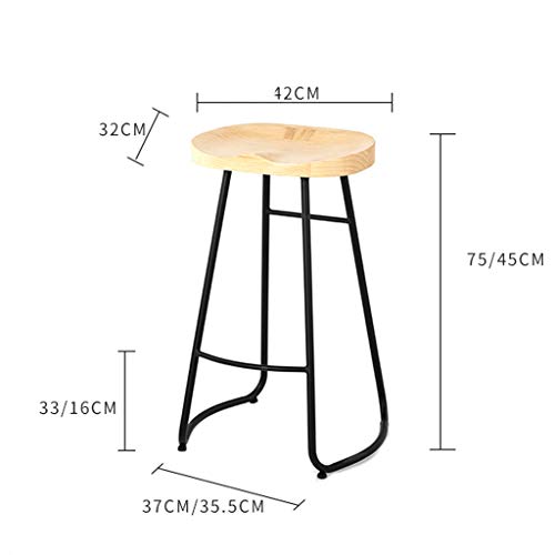 Estable Taburete de la Barra 45/65 / 75cm Hierro Forjado Taburete de la Barra Inicio Restaurante Bar Silla de Madera Maciza Taburete Silla de la Barra Gratis (Size : 45CM)