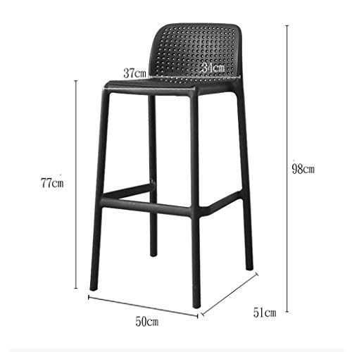 Estable Taburete de la Barra del Respaldo Restaurante Bar Recepción Personalidad Alta heces al Aire Libre Silla de la Barra Creativo Gratis (Color : Black, Size : 75cm)