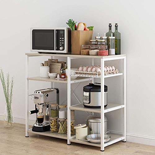 Estante De Cocina, Estante De Almacenamiento Para Servicios Públicos Soporte Para Microondas Mesa De 3 Niveles Para La Estación De Trabajo Del Organizador De Racks De Especias (35.5 ", Beige Claro)