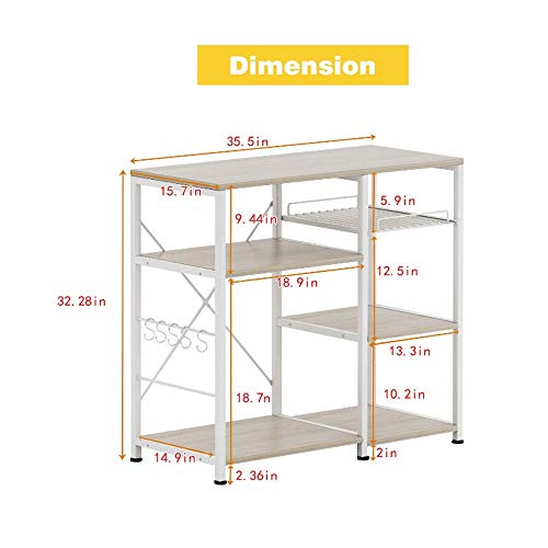 Estante De Cocina, Estante De Almacenamiento Para Servicios Públicos Soporte Para Microondas Mesa De 3 Niveles Para La Estación De Trabajo Del Organizador De Racks De Especias (35.5 ", Beige Claro)