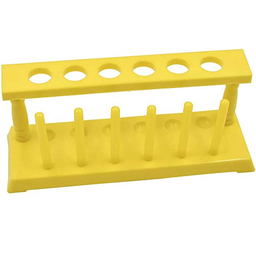 Estante Tubo Ensayo Plástico Amarillo, 6 Orificios Para Productos Químicos Laboratorio Para Almacenamiento Soporte Estudiante Escuela Hogar Cocina Amarillo