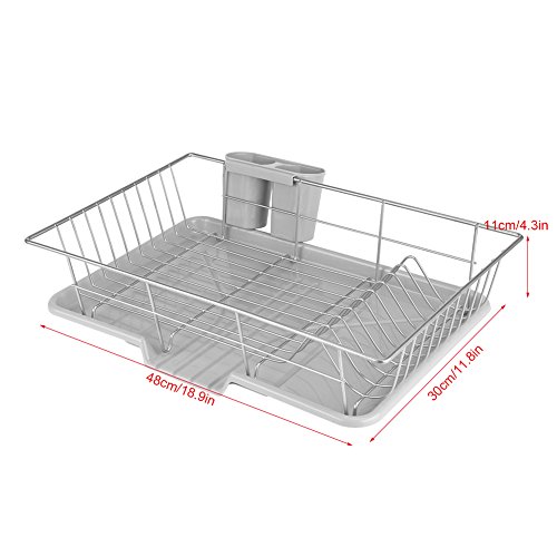 Estink escurreplatos para Cocina de Acero Inoxidable cubertero, Revestimiento escurreplatos de Apoyo para el Estante de la Cocina y el Lavabo para secar vajilla, Platos, Vasos