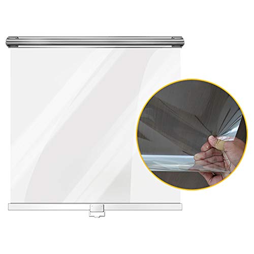 Estor Enrollable Extra Grande 230cm Persiana Enrollable de Plástico Transparente, Supermercado Congelador Escaparate Ventana a Prueba de Polvo Impermeable Sombra Transparente con Fijación