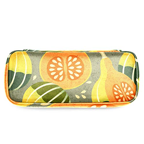 Estuche de piel con diseño de calabazas maduras sin costuras con doble cremallera, bolsa de almacenamiento para escuela, trabajo, oficina, niños y niñas