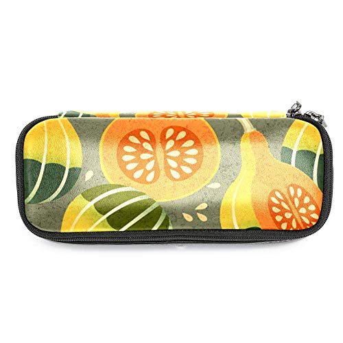 Estuche de piel con diseño de calabazas maduras sin costuras con doble cremallera, bolsa de almacenamiento para escuela, trabajo, oficina, niños y niñas