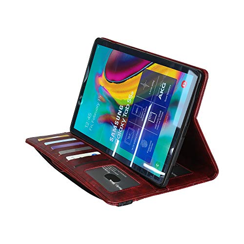 Estuche Portátil para SM-T720 T725, Cubierta Protectora Robusta de Cuerpo Completo, Funda de Cuero Slim Fit Stand PU para Galaxy Tab A, 10.5 '' T720 T725 (Vino Rojo)