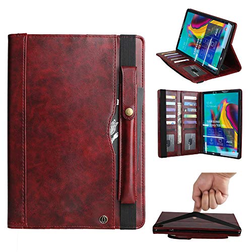 Estuche Portátil para SM-T720 T725, Cubierta Protectora Robusta de Cuerpo Completo, Funda de Cuero Slim Fit Stand PU para Galaxy Tab A, 10.5 '' T720 T725 (Vino Rojo)