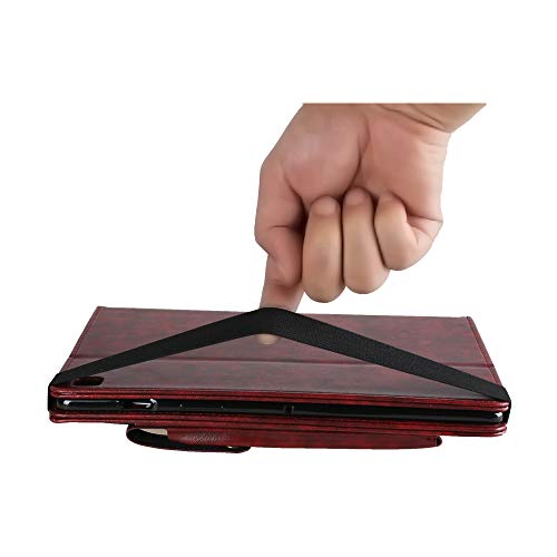 Estuche Portátil para SM-T720 T725, Cubierta Protectora Robusta de Cuerpo Completo, Funda de Cuero Slim Fit Stand PU para Galaxy Tab A, 10.5 '' T720 T725 (Vino Rojo)