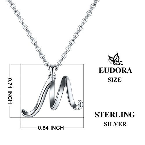 EUDORA Colgantes Iniciales Letras Collares Mujer Plata de ley 925, Bisuteria Mujer Iniciales Regalos Originales para Mujer Hermana Madres, 45,7cm