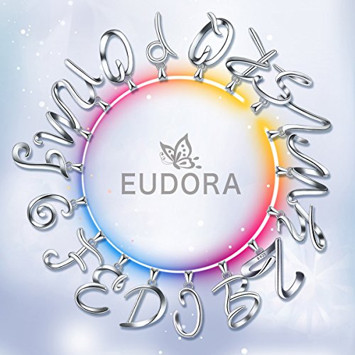 EUDORA Colgantes Iniciales Letras Collares Mujer Plata de ley 925, Bisuteria Mujer Iniciales Regalos Originales para Mujer Hermana Madres, 45,7cm