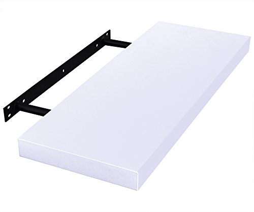 EUGAD Juego de 2 Estantería Pared Madera Blanco Estante Flotante para Colgar Libro CD en Cocina Salon Dormitorio 60cm 0049QJ