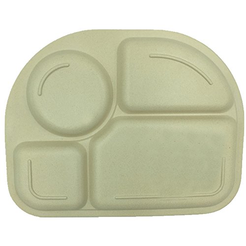 EULANT Platos Compartimento para Bebé, 2pcs Cuberteria Infantiles Bambu, Set de Vajilla Infantil Seguro Degradables Materiales Sin BPA, León + Elefante