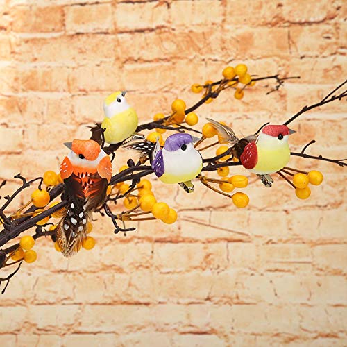 Everpert Pajaros Decorativos con Plumas, Modelos de Simulación de Aves de Plumas, Jardín Decoración en Miniatura