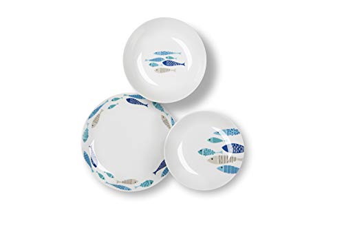 Excelsa Ocean North Sea - Vajilla de 18 piezas, porcelana