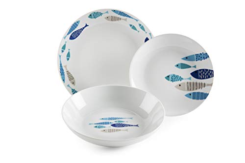 Excelsa Ocean North Sea - Vajilla de 18 piezas, porcelana