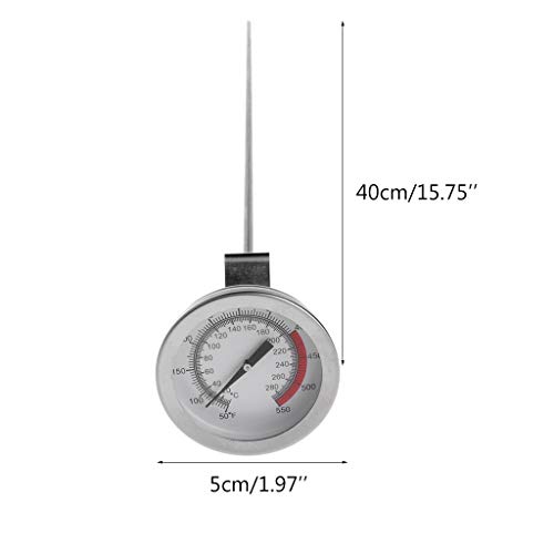 Exing Termómetro analógico termómetro de Cocina, sartén, Patatas Fritas Pollo asado alas Barbacoa Termómetro 40 cm de Largo de sonda